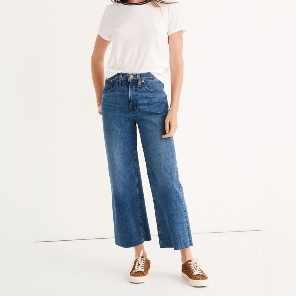 Madewell Slim Wide-Leg Jeans in Crownridge Wash: Raw-Hem Edition Size 27